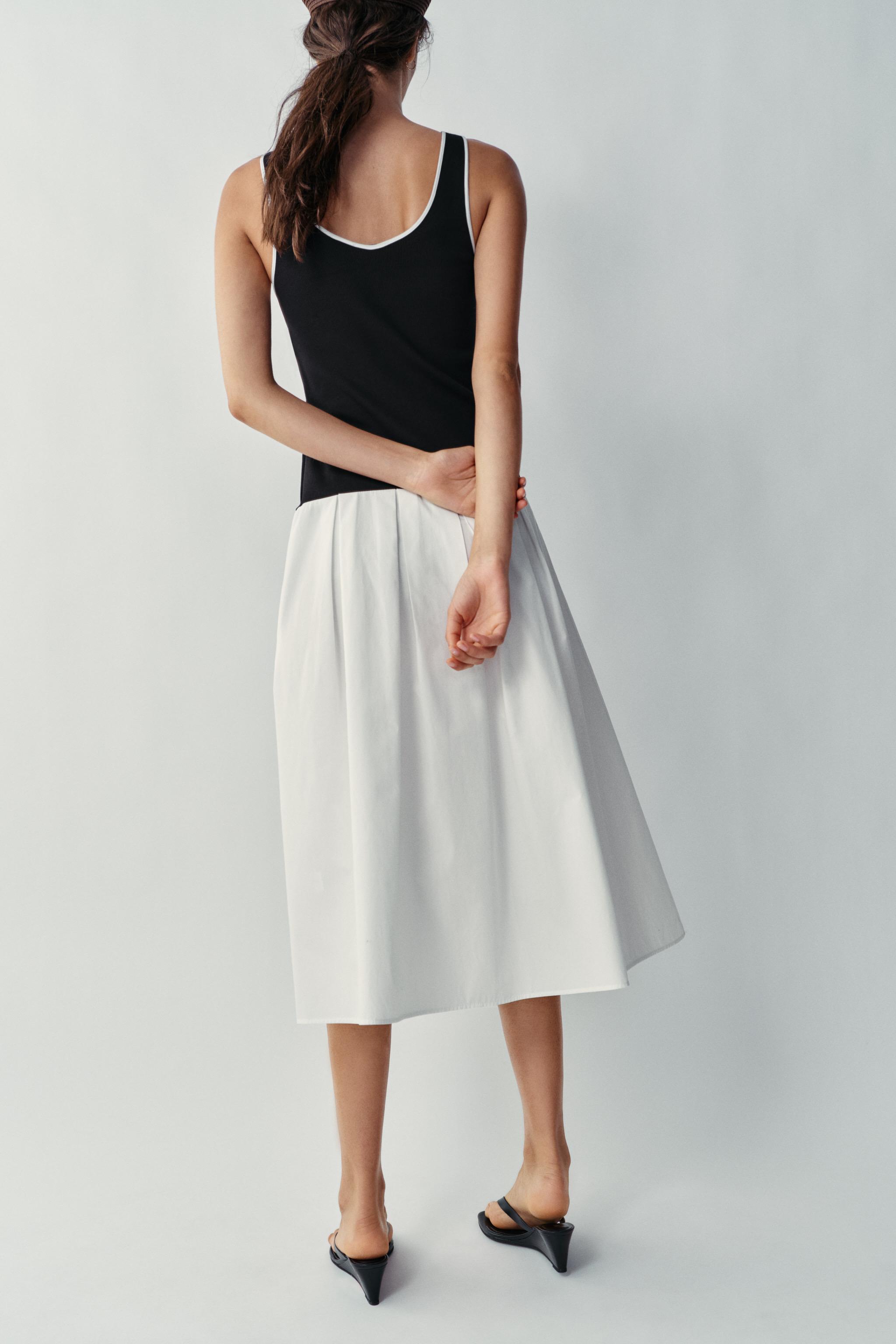 POPLIN CONTRAST MIDI DRESS